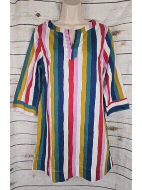 Printfresh Multi Striped Night Shirt Womens S 100% Organic Cotton Pajama